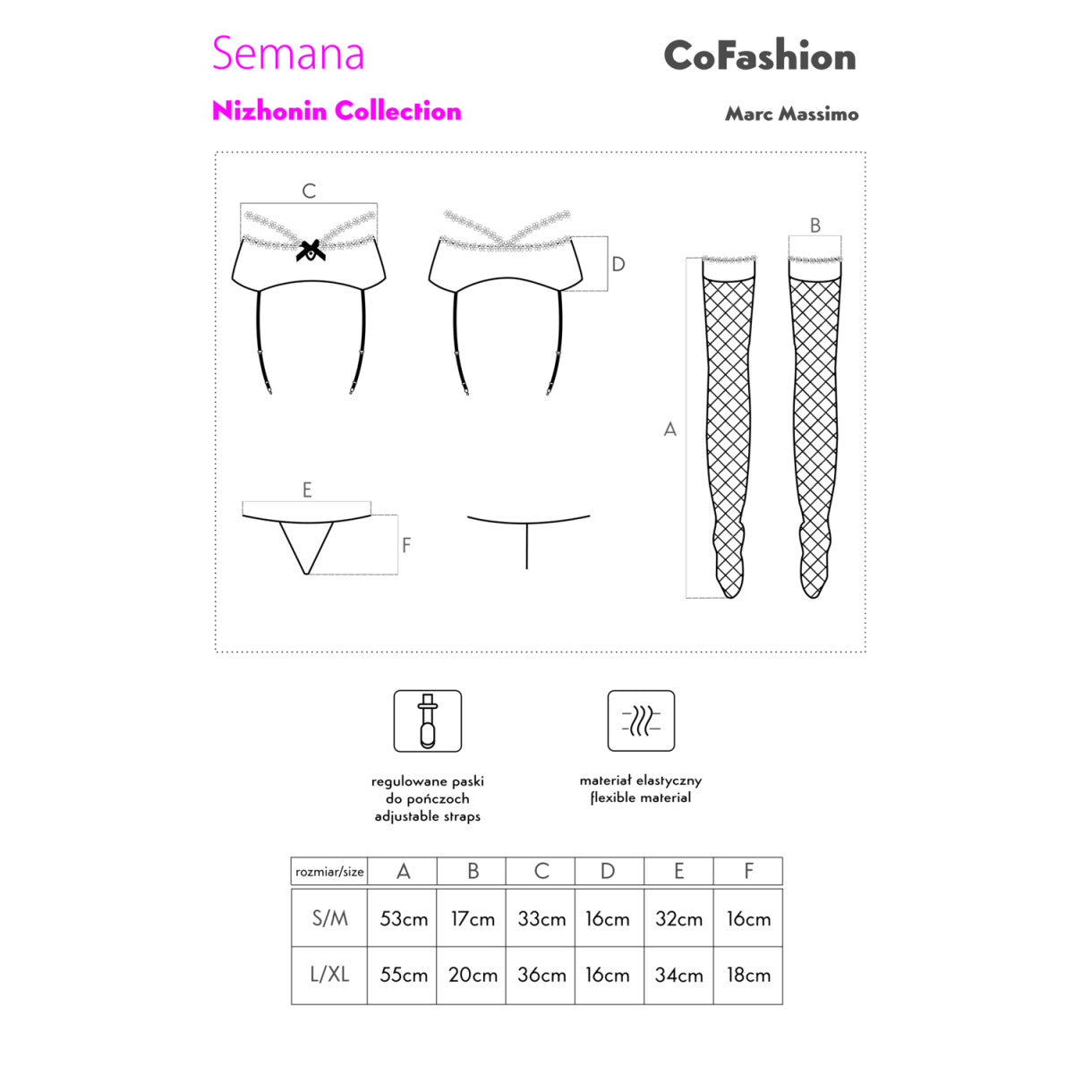 COFASHION Strapshalter Set mit Netzstrümpfen und String - Semana