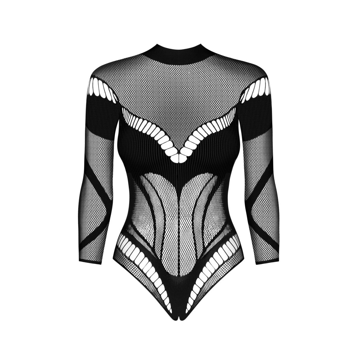 OBSESSIVE Eleganter Ouvert-Body mit langen Armen - B135