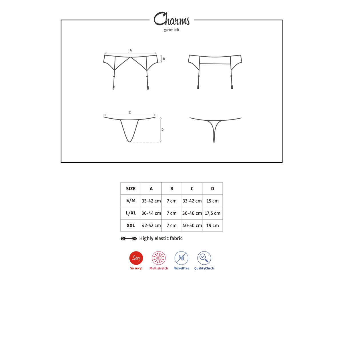 OBSESSIVE suspender set with string “Charms”