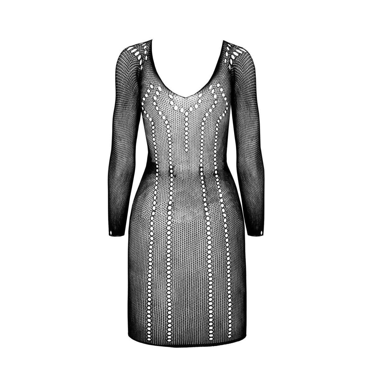 PASSION Elegantes Netzkleid mit langen Armen - BS101