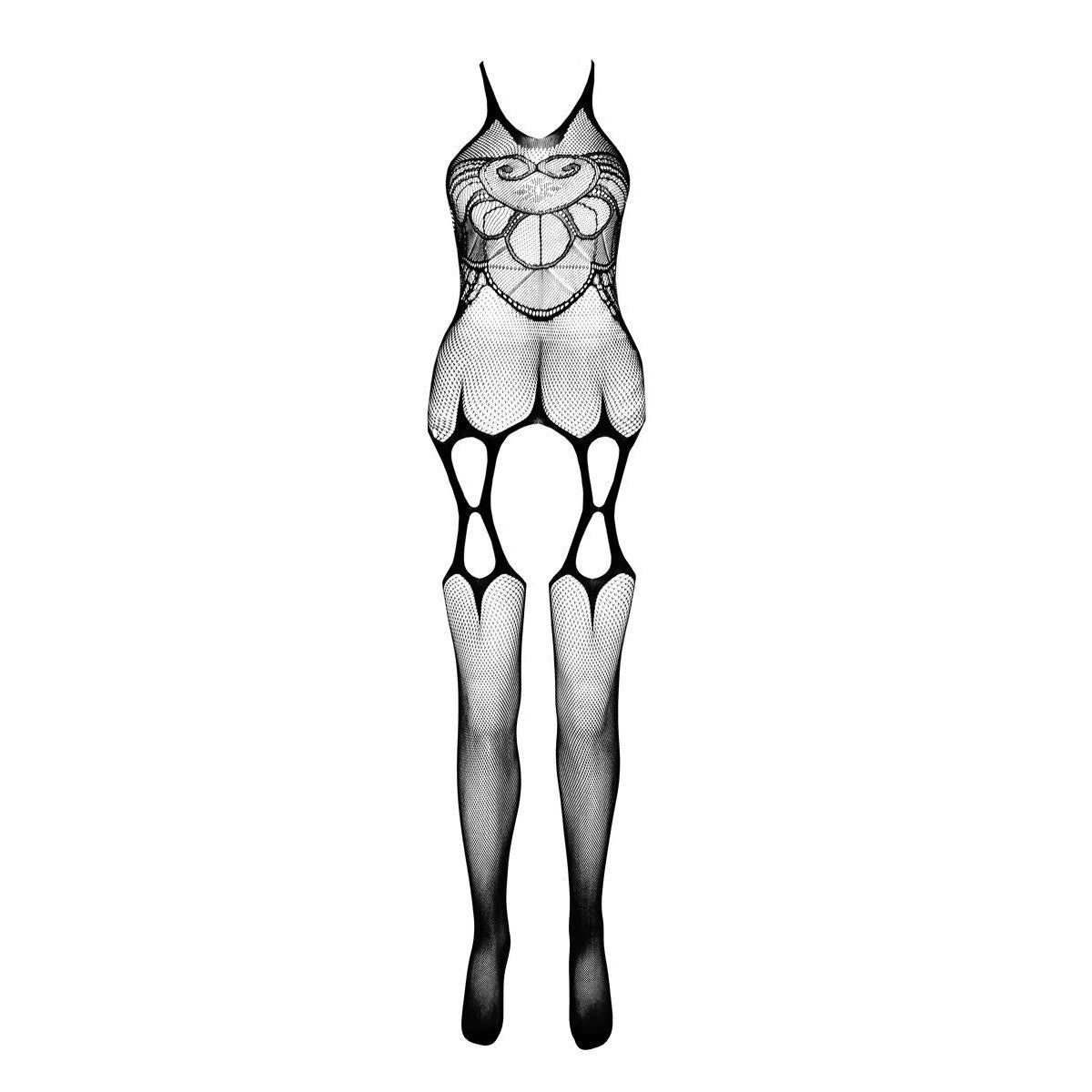 PASSION ECO Elegant halterneck bodystocking in a suspender look