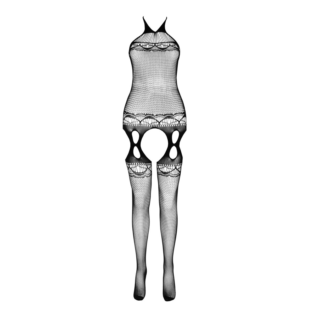 PASSION ECO Sexy halterneck bodystocking with suspender design