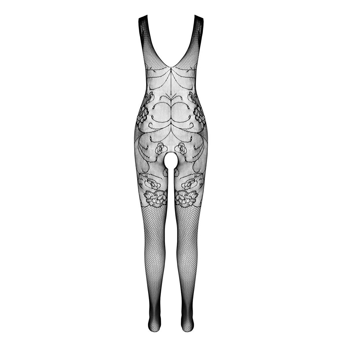 PASSION ECO Sexy bodystocking with elegant floral decoration