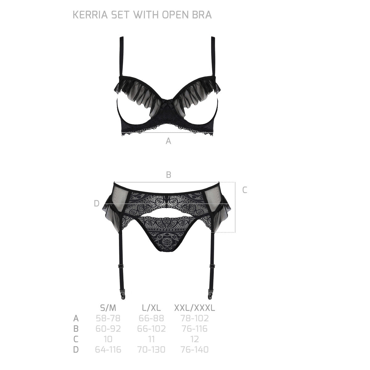 PASSION ECO Sexy suspender lingerie set Kerria - 3 pieces