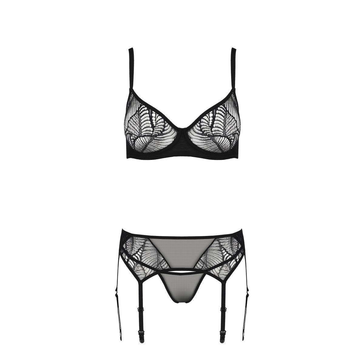 PASSION ECO Sexy suspender lingerie set Leafa - 3 pieces