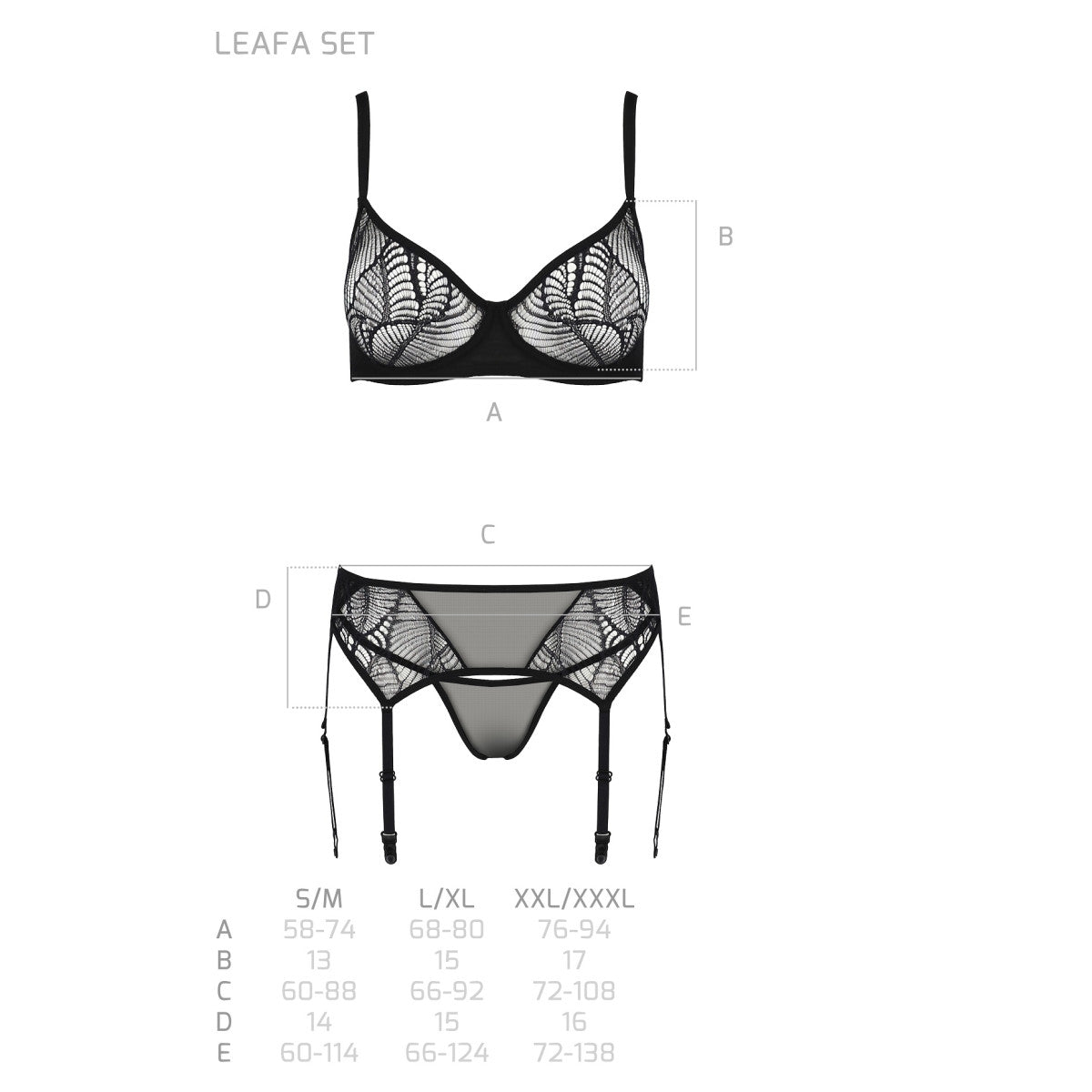 PASSION ECO Sexy suspender lingerie set Leafa - 3 pieces