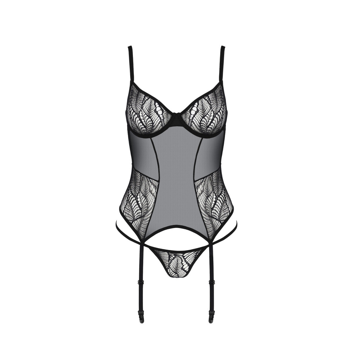 PASSION ECO Sexy Suspender Corset Leafa - 2-piece lingerie set for sensual moments