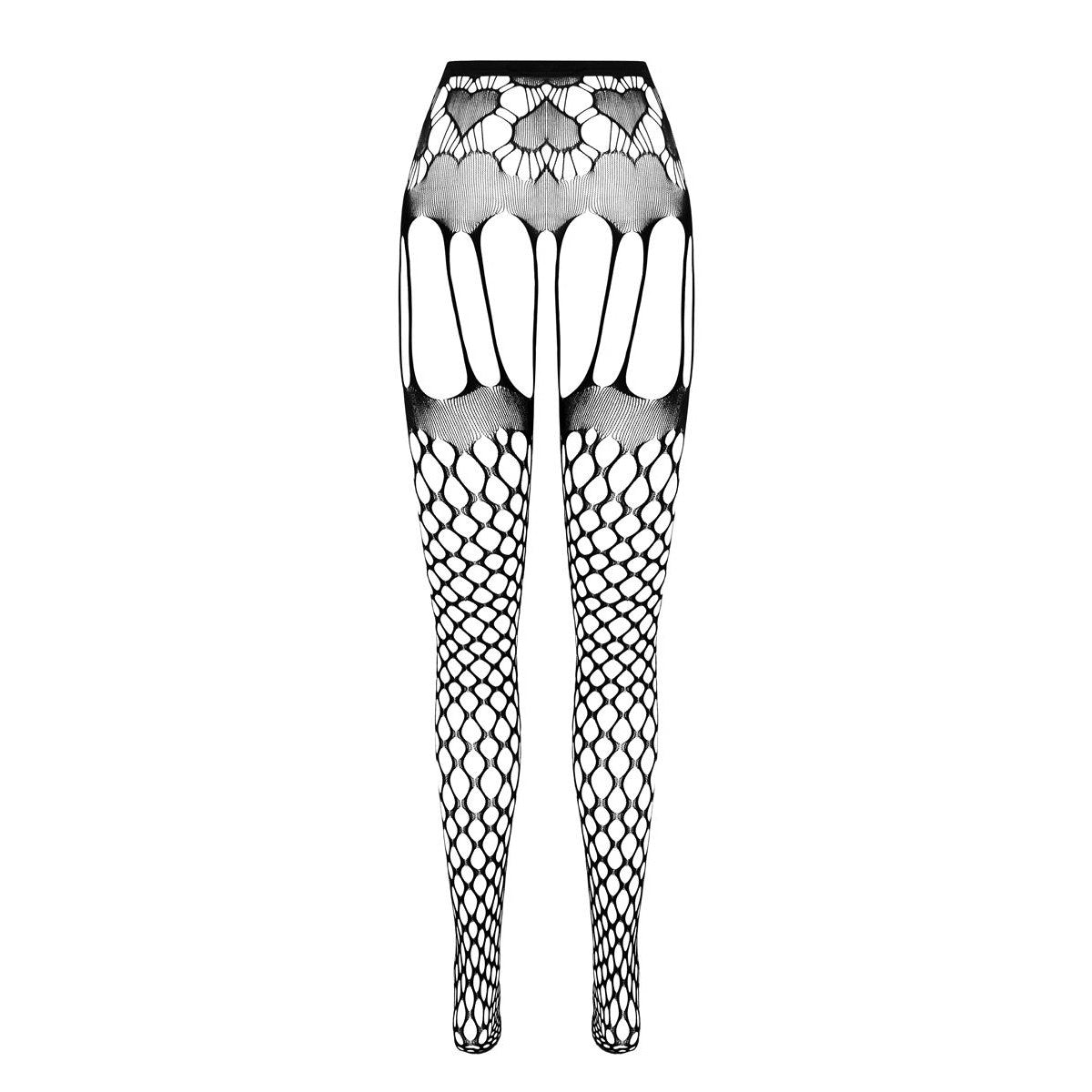 PASSION ECO suspender tights with heart pattern