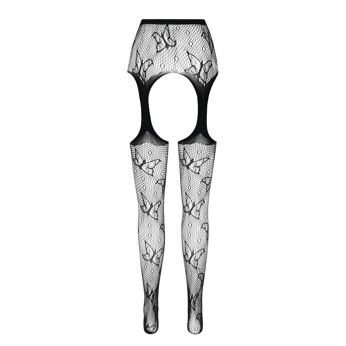 PASSION ECO suspender tights with butterfly pattern