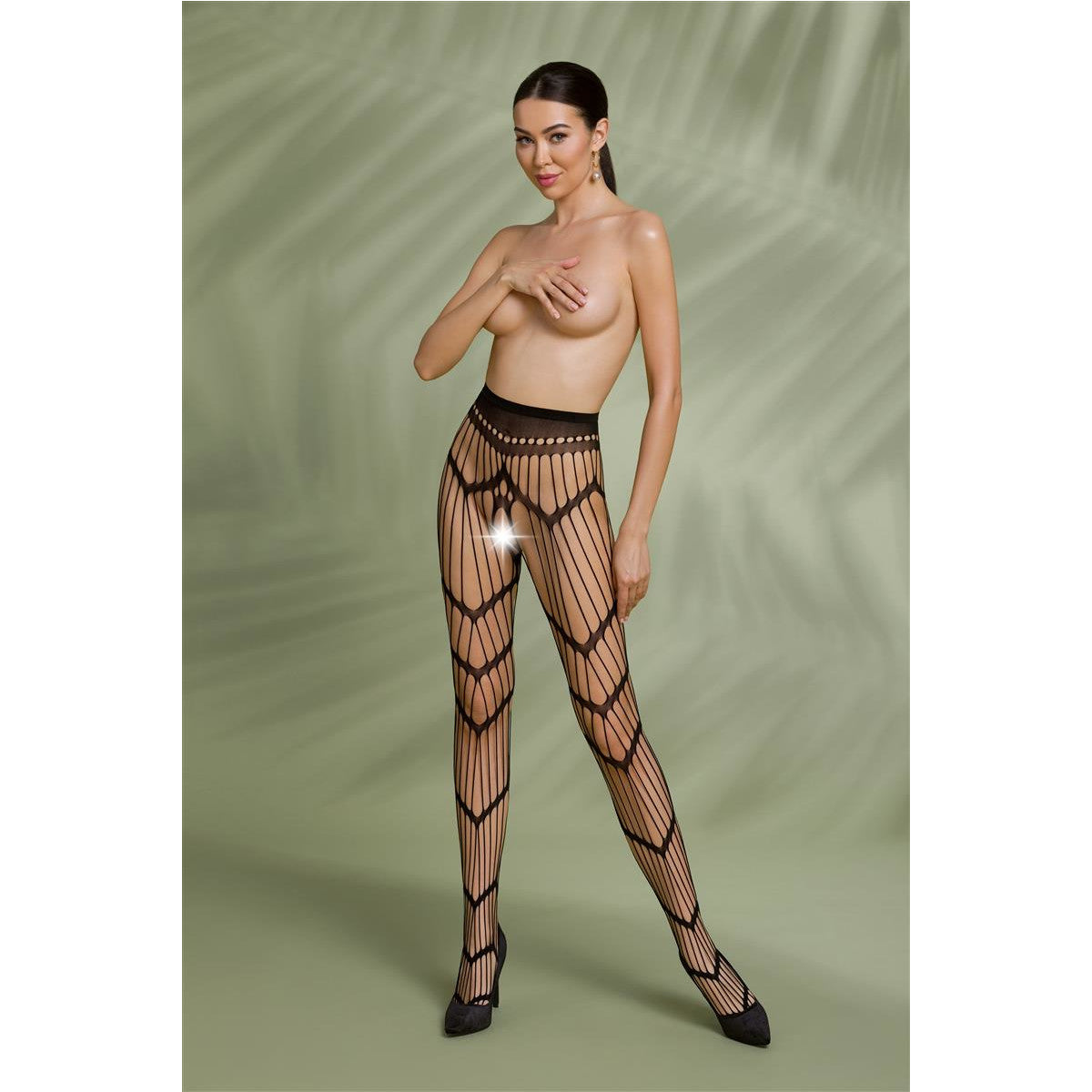 PASSION ECO Sexy Ouvert Tights with Elegant Pattern