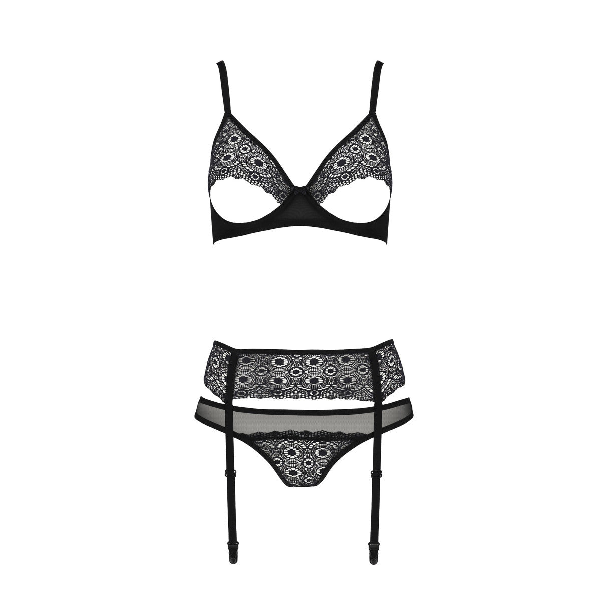 PASSION ECO Sexy suspender lingerie set Zinnia - 3 pieces