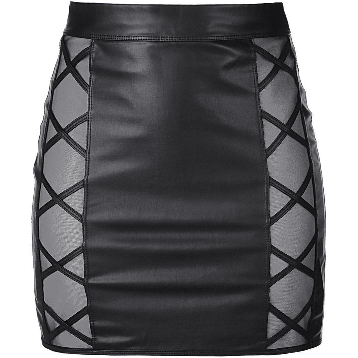 AXAMI Seductive wetlook skirt with elegant cross pattern