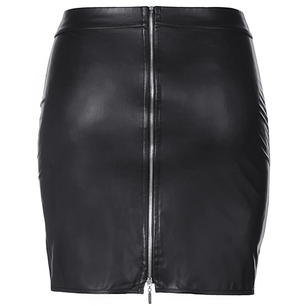 AXAMI Seductive wetlook skirt with elegant cross pattern